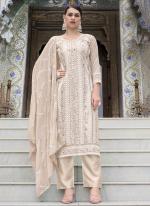 Faux Georgette Beige Eid Wear Embroidery Work Readymade Pakistani Suit